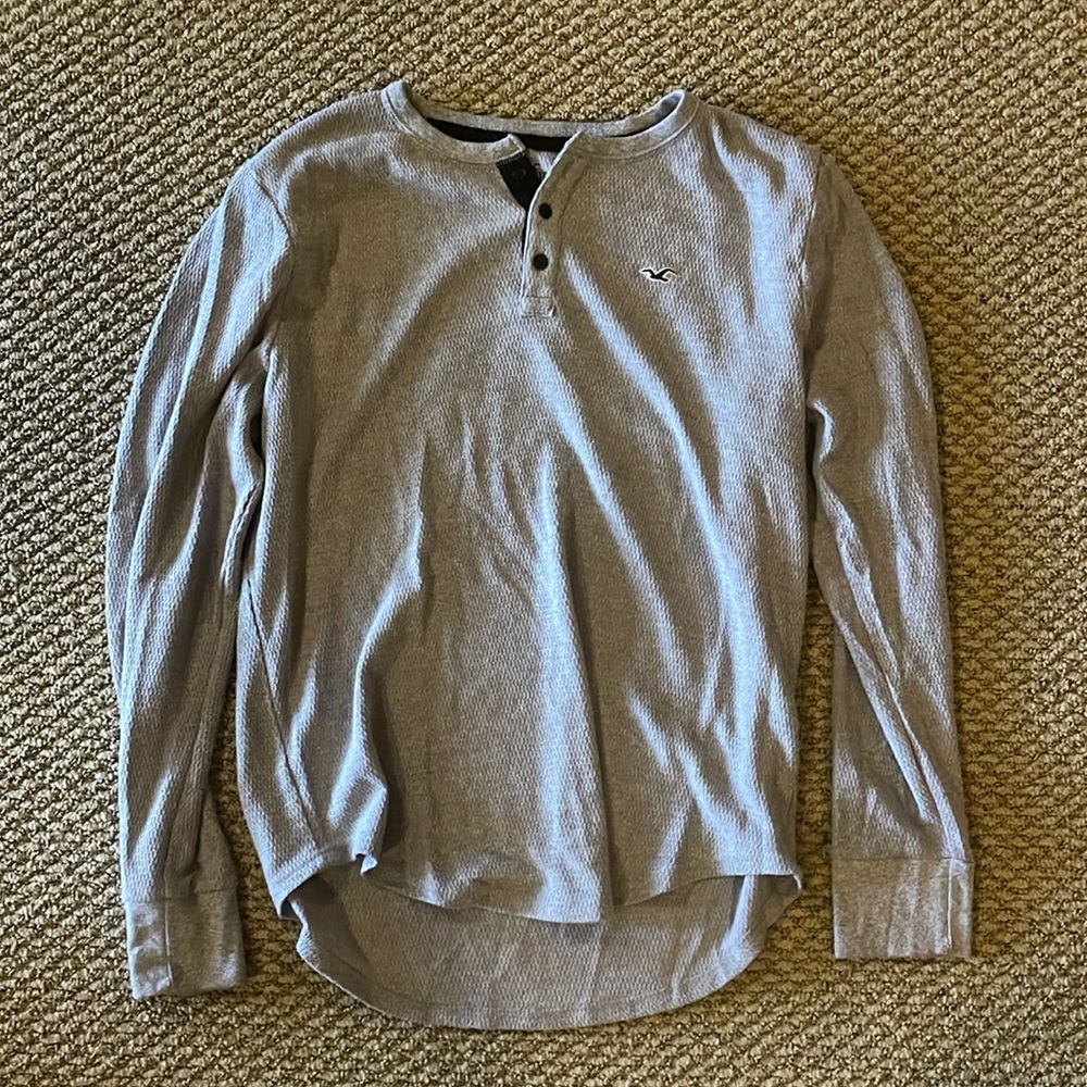 Hollister Curved Hem Henley Long Sleeve Shirt